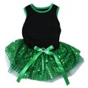 Petitebella Plain Sequins Tutu Puppy Dog Dress (Black/Green, Small)
