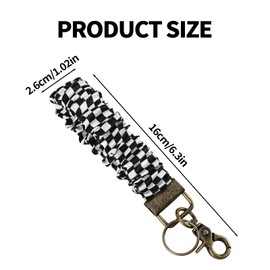 Gosknor Schlüsselanhänger-Armband Damen, Stilvolles Scrunchie-Schlüsselanhänger-Armband mit Kariertem Design und Clip-Verschluss Hochdehnbares Handgelenkband für Arbeit Einkaufen Alltag