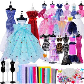 Kit de Diseño Moda para Niñas de 700+ piezas, Fabricación Ropa de Muñeca con 4 Maniquíes, DIY Manualidades para Niños, Costura para Adolescentes Niñas Regalo (A)