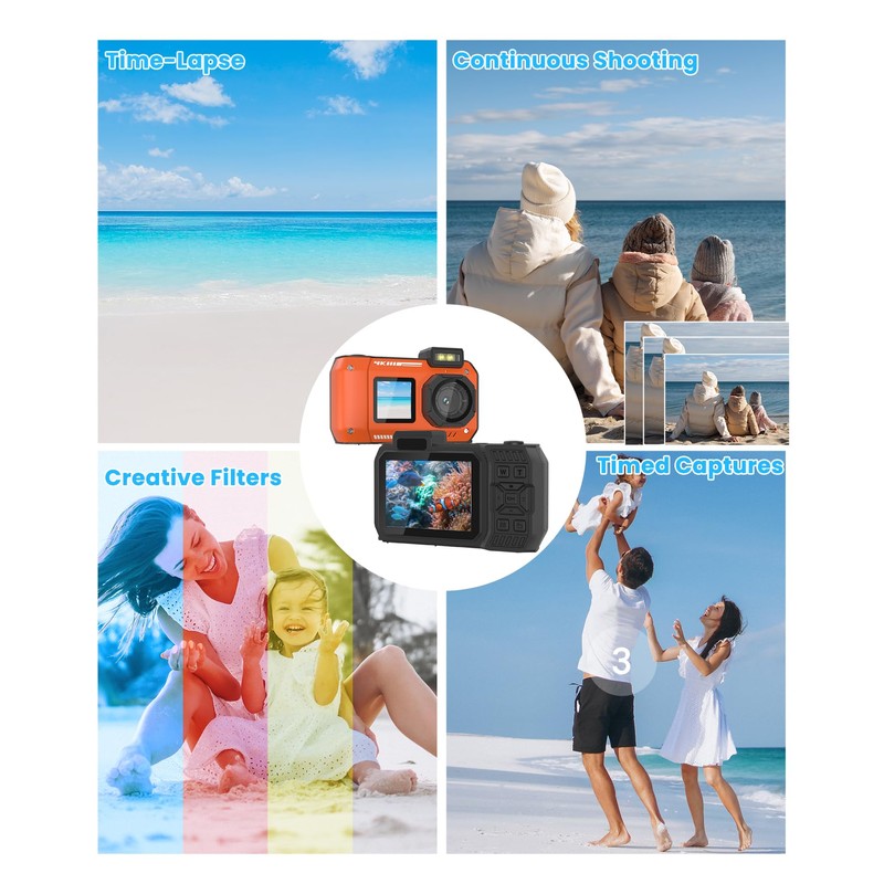 MOREXIMI 33FT Underwater Camera, 4K 65MP Waterproof Camera, Underwater Camera