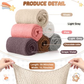 Tudomro 6 Pcs 15.8 x 59'' Newborn Baby Stretch Wraps Set 6 Colors Baby Photography Props Unisex Newborn Long Ripple Wrap Photo Blanket for Baby Girl Boy Christmas DIY Photography Prop(Fresh Color)