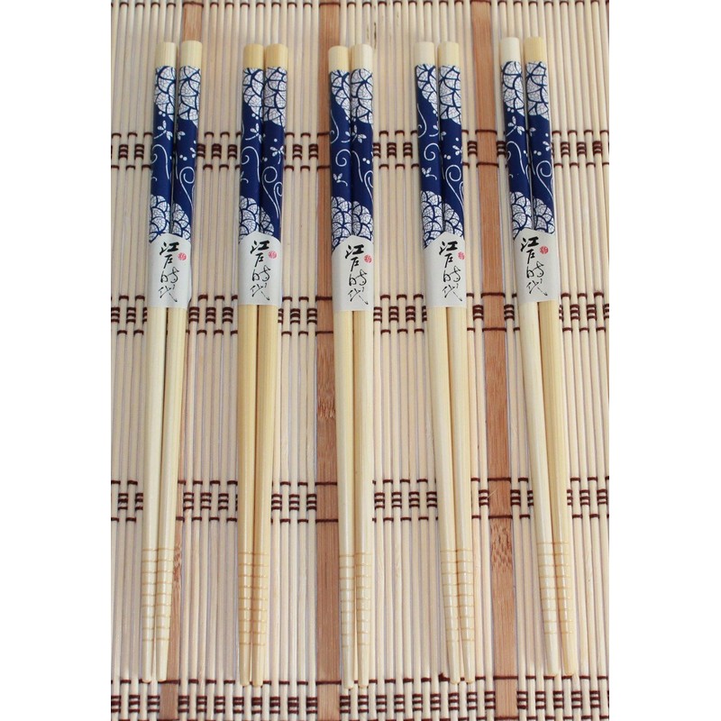AAF Nommel® No. 022 Bamboo Chopsticks 5 Pairs Beige Blue