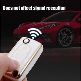 Chaexii Car Key Protector Key Cover for Peugeot 207 307 308 407 408 508 Citroen C2 C3 C4 C5 C6 C8 3 Button Remote Control Protector White