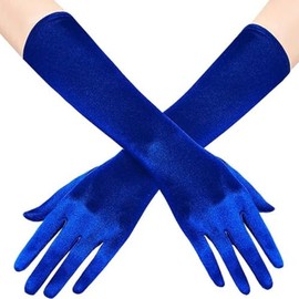 Costume Bay Satin Gloves in Multiple Colours for Formal Events, Parties, Weddings, Costumes, and More – Elegant and Comfortable Accessory for All Special Occasions (Dark Blue, ONE)