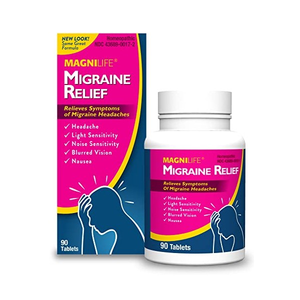 MagniLife Migraine Relief, Fact-Acting, Relieve Throbbing, Pulsating, Stabbing Headache, Ease Nausea, Light & Noise Sensitivity, and Blurred Vision - 90 Tablets