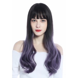 WIG ME UP - C8270-367R1 Women's Wig long straight bangs ombre brown to violet tips