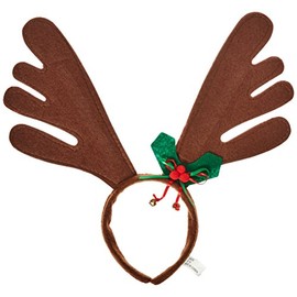 Christmas Costume Reindeer Antlers Headband Hat w Holly Pkg/1