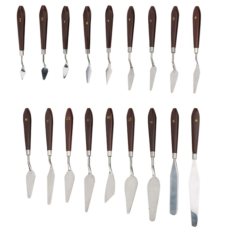 18Pcs Paint Scraper Knife Exquisite Plastic Handle Oil Painting Tool