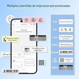 Rongta Máquina etiquetadora Bluetooth con cinta, mini impresora de etiquetas portátil inalámbrica, térmica, de mano, mini etiquetadoras con múltiples 
