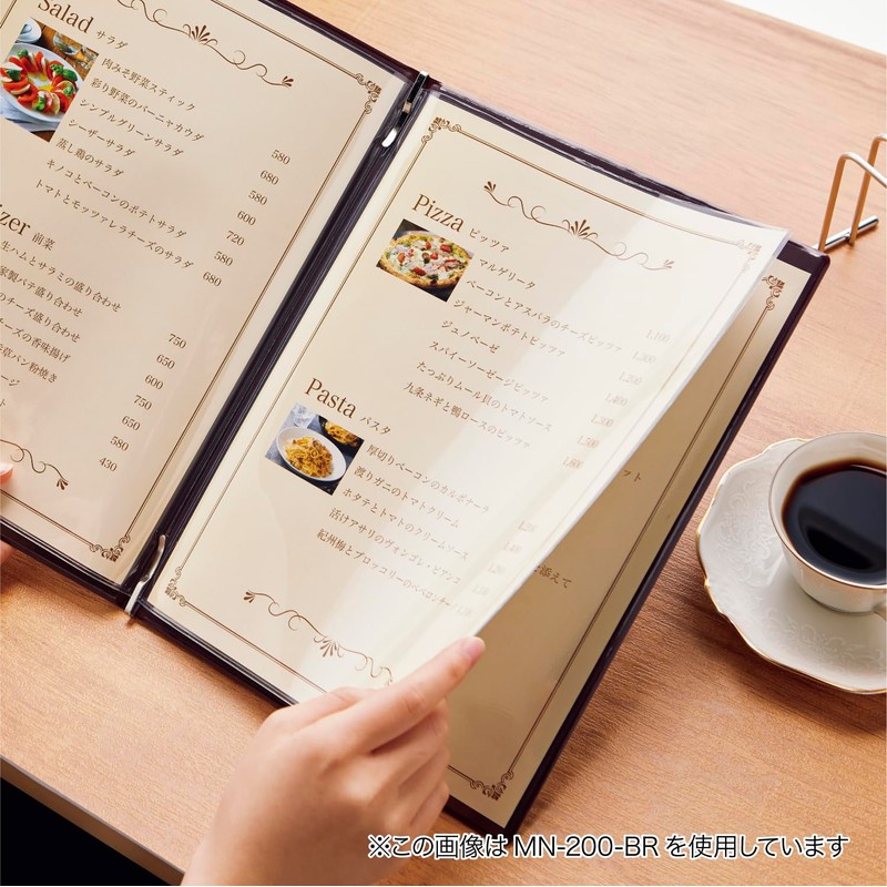 Open Industry Menu File A4 Leather Style 6 Pages Black