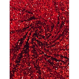 58" Wide Sequins Stretch Velvet Fabric | Spandex Velour for Apparel, Costumes, Scrunchies, Events, Dance Wear, Party Decor, Crafts, Upholstery, and DIY Projects
