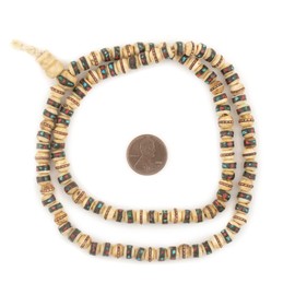 TheBeadChest Light Rustic Inlaid Yak Bone Mala Beads (6mm)