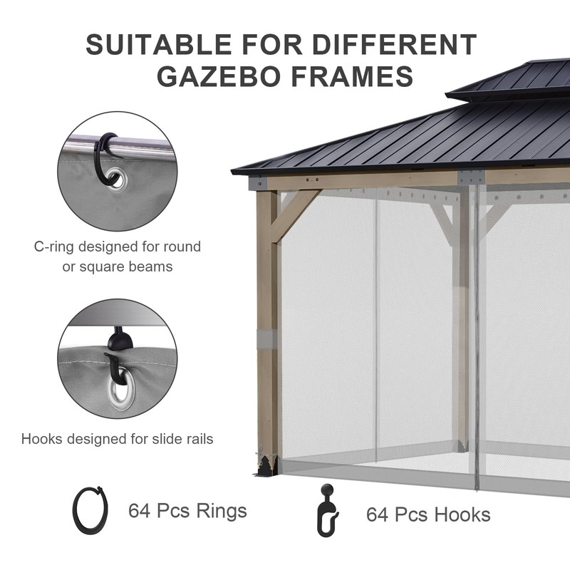 BPS 10' x 13' Gazebo Universal Mosquito Netting Screen Replacement,