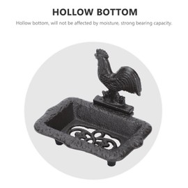 Cabilock Sponge Holder Cast Iron Soap Dish Antique Rooster Self Draining Soap Holder Decorative Soap Saver Box Sponge Scrubber Storage Plate for Shower Bathroom Kitchen Sink Home Decor