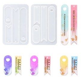 Weenkeey 2 Pcs Bookmark Resin Molds Oval Triangular Tail Bookmarks Silicone Mold DIY Bookmark Casting Molds for DIY Craft Decor