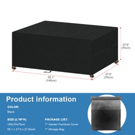 VANSHEIM Cover Garden Furniture Winterproof Tarpaulin Garden Furniture Cover Waterproof Protective Cover Garden Furniture Covers for Garden Furniture Tarpaulin Patio Furniture Cover 140 x 70 x 70 cm