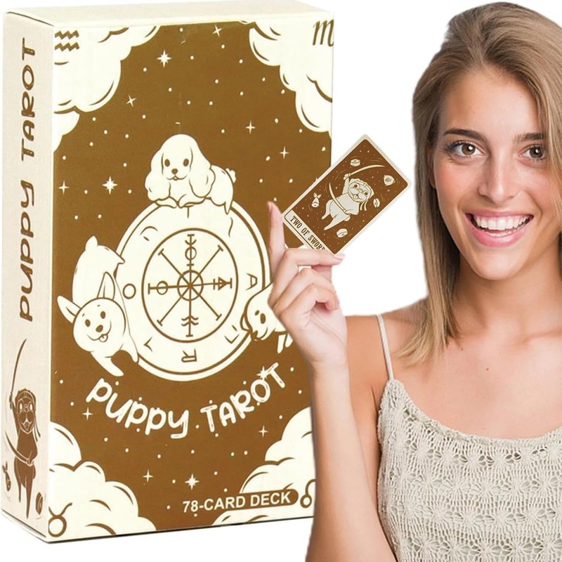 LAJUP 78 Tarot Cards Puppy Tarot Cards, Holographic Tarot Cards