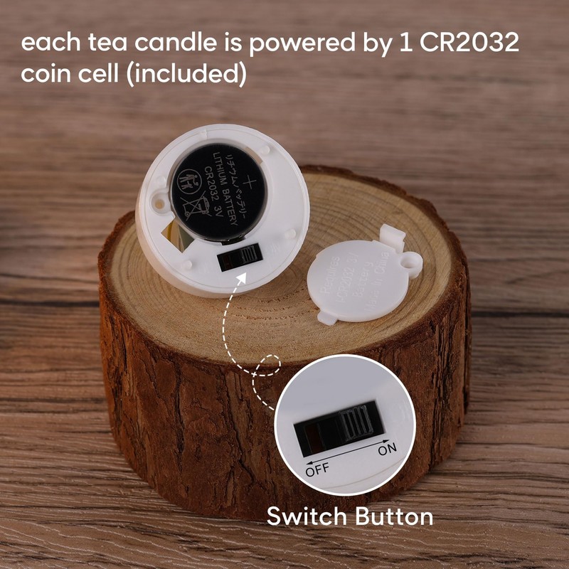 Eywamage White LED Tealights with Remote Batteries, Flickering Flameless Tea