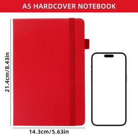 Lined Journal Notebook for Work 100 GSM Thick Paper 300 Pages College Ruled A5 Notebook Hardcover Leather Journal for Writing School Office, 5.63"x8.43"
