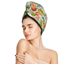famliihw Easter Hair Towel Wrap Microfiber Fast Drying Hair Turban with Buttons for Women Girls Drying Curly, Long & Thick Hair