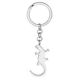 DALANE Stainless Steel Novelty Lizard Keyring Bag Key Ring Animals Jewellery Charms Gifts for Women Girls Accessories, silver-plated