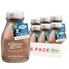 Silly Cow Farms Hot Chocolate Mix Udderly Milk Rich Chocolate Delight Gluten Free Non GMO Dairy Free Indulgence with Pure Cocoa & Vanilla Flavor - Reusable Packaging - 16.9 oz Glass Bottle - Pack of 6