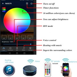 LED Deck Lighting Kits, FVTLED 10pcs WiFi Controller Φ1.97 Low Voltage LED Step Lights RGB Recessed Light Work with Alexa Google Home Smart Phone RGB Lamp, Bronze