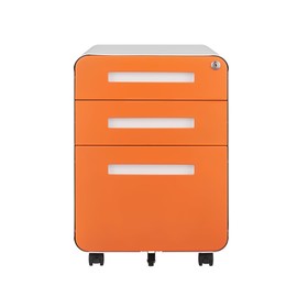 CuisinSmart 3 Drawer Mobile File Cabinet with Lock, Small Filing Cabinets 5 Wheel Anti-Tilt Design Rolling File Cabinet Fully Assembled (Except Casters) for Home Office Orange