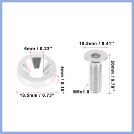 PARSLUCK 20pcs Car Motorcycle Silver Tone M6 Fender Bumper Washer Bolt Set Aluminum Alloy Engine Bay Fastener Stable