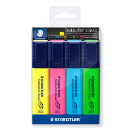 STAEDTLER 364 WP4 Textsurfer Classic Highlighter - Assorted Colours (Pack of 4)