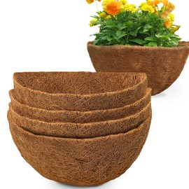 GOTVUGE 4 Packs Coconut Liners Semi-Circular Liners 35cm (14") - Natural Planter Liners for Hanging Baskets, Window Boxes and Garden (Indoor/Outdoor)