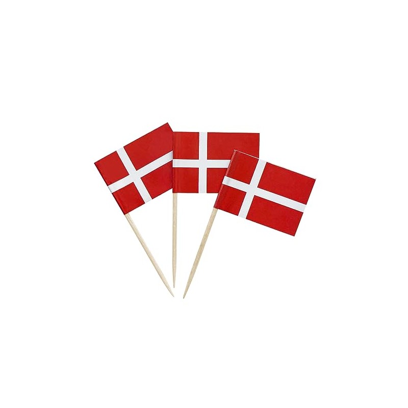 100 Pcs Denmark Flag Danish Toothpick Flags, Small Mini Stick