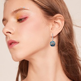 LILALO Jack Skellington Earrings Sterling Silver Crystal Jack and Sally Zero Earrings Jack Skellington Jewelry for Women Jack and Sally Drop Earring Skull Earrings Circle Crystal Gifts, Christmas