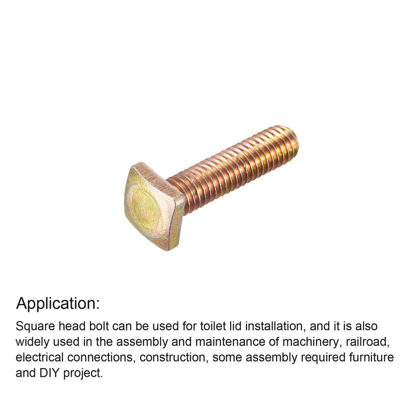 uxcell Square Head Bolt, 20pcs M6x25mm Fully Thread Carbon Steel