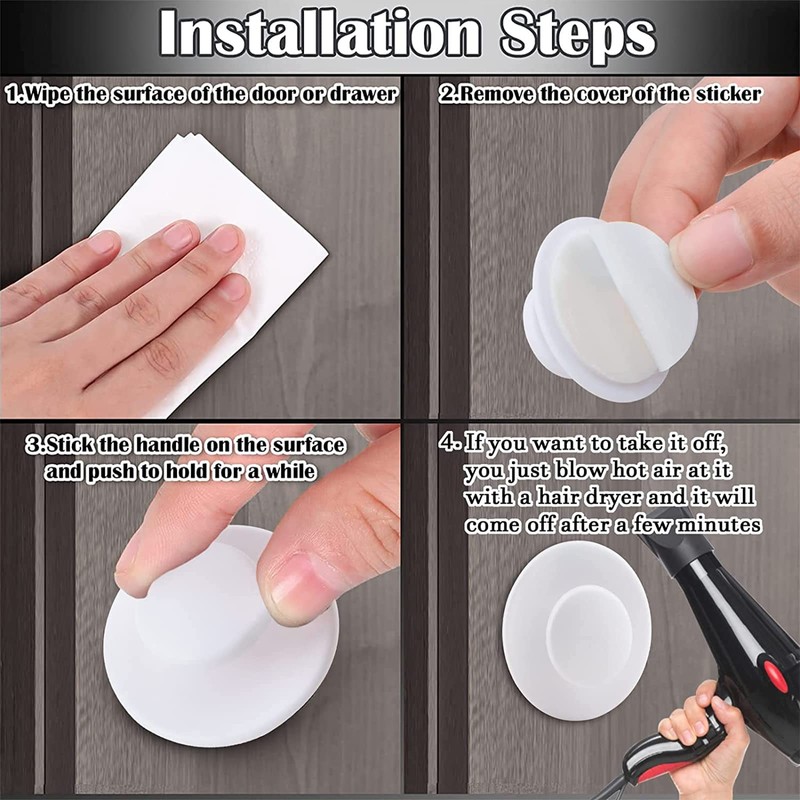 MOROBOR Self-Stick Drawer Knobs Pull Handle, 20pcs Plastic Drawer Handles