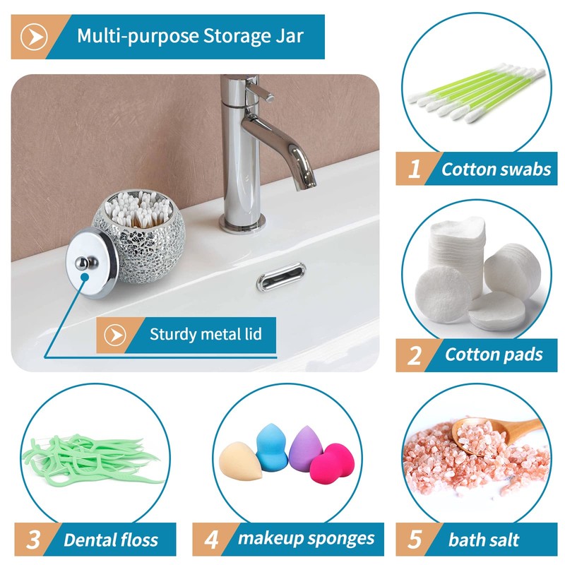 Sanbege 4 Pcs Mosaic Glass Bathroom Accessories Set, Modern Luxury