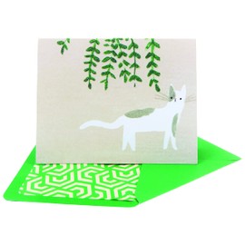 NIQUEA.D Blank Note Cards, Kitty with Vine, Includes a Blank Customizable Interior and Coordinating Envelope, Set of 10 (NBB-0009)