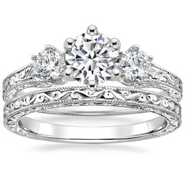 Luyona Moissanite Ring Set for Women Engagement Rings Wedding Band 2CTW 1CT Center White Gold 925 Sterling Silver Round Cut D Color VVS1 Bridal Sets(7.5)