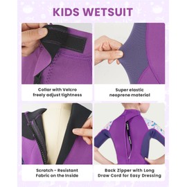 Gogokids Kids Wetsuit, Youth 2.5mm Neoprene Thermal Wet Suits, Short Sleeve Back Zip Sun Protection Swimsuits for Swimming, Diving, Surfing Lessons