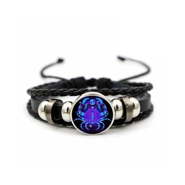 Zodiac Signs Spirit Bracelet, Multilayer Adjustable Twelve Constellation Zodiac Leather Bracelets (Gemini)