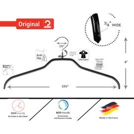 MAWA Reston Lloyd Silhouette Series, 41/F Non-Slip Metal Clothes Hanger, Set of 2, Black, Pack of 2