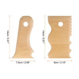HARFINGTON 2pcs Pottery Ribs Trimming Tools Beech Pottery Profile Curved Wave Shaper Texture Rib Beech Wood for Carving Ceramics Clay