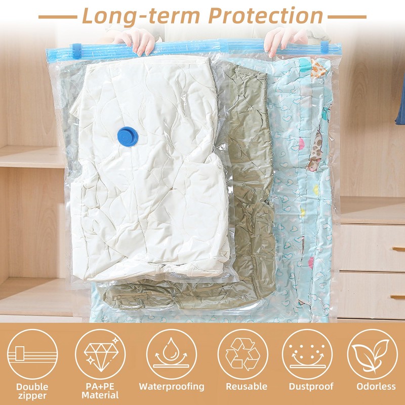 TOUYINGER Travel Vacuum Bags with Rechargeable Pump,6 Pack Vacuum Storage
