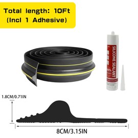 VUAOHIY Universal Garage Door Bottom Threshold Seal Rubber Strip with Adhesives, DIY Weatherproof Weather Stripping Replacement (Black-0.7" High, 10FT)