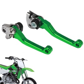 Motorcycle CNC Billet Pivot Foldable Clutch Brake Levers for KX65 00-18,KX85 01-18,KX125 00-05,KX250 00-04, KX250F 04,Green
