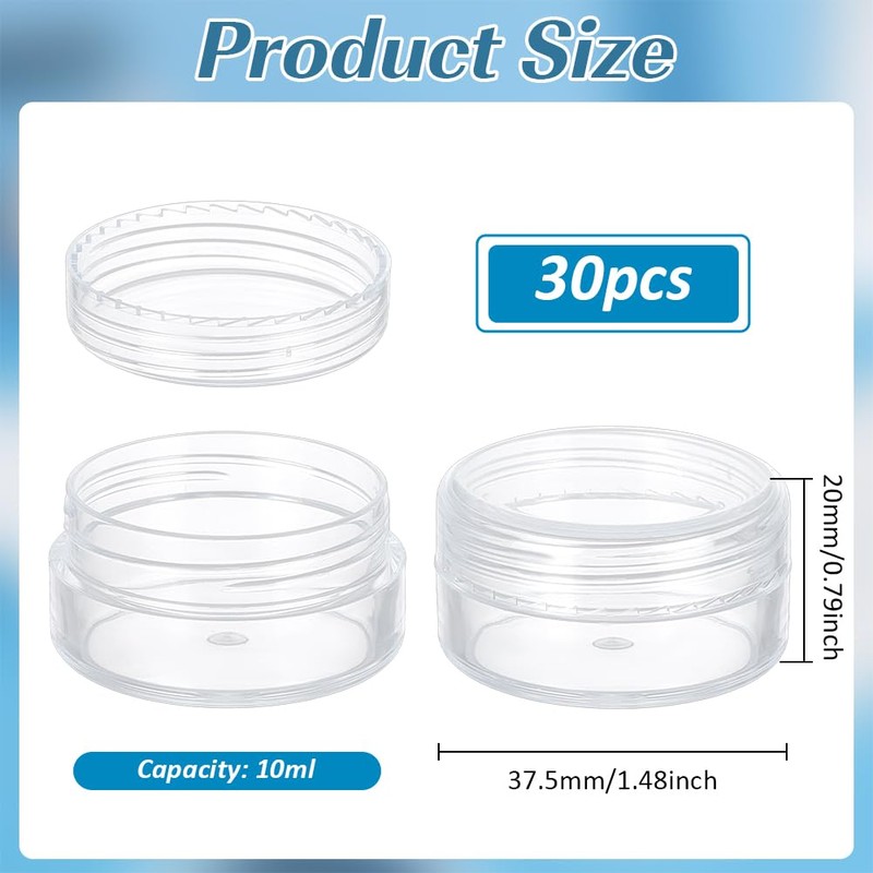 BENECREAT 30-Piece Set of 30 10ml Round Case Beads, Cosmetics,
