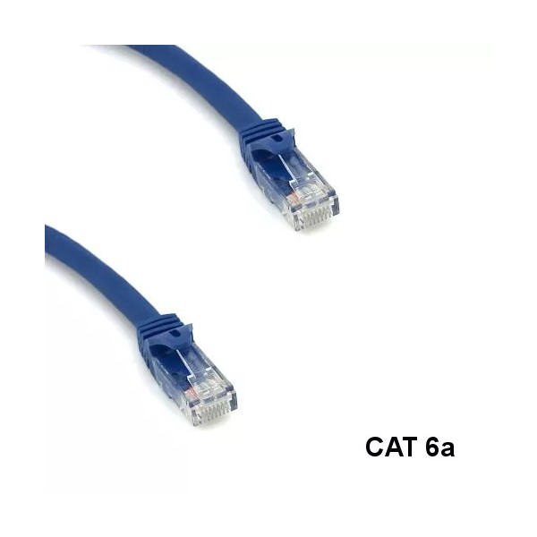 Kentek Blue 1' Cat6A UTP Ethernet Cable 24AWG 10G 600MHz