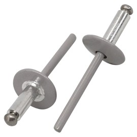 SKIR'CO Pack of 100 Large Flange Aluminium Blind Rivets 4.8 x 14 mm Stainless Steel Mandrel RAL 7036 Platinum Grey