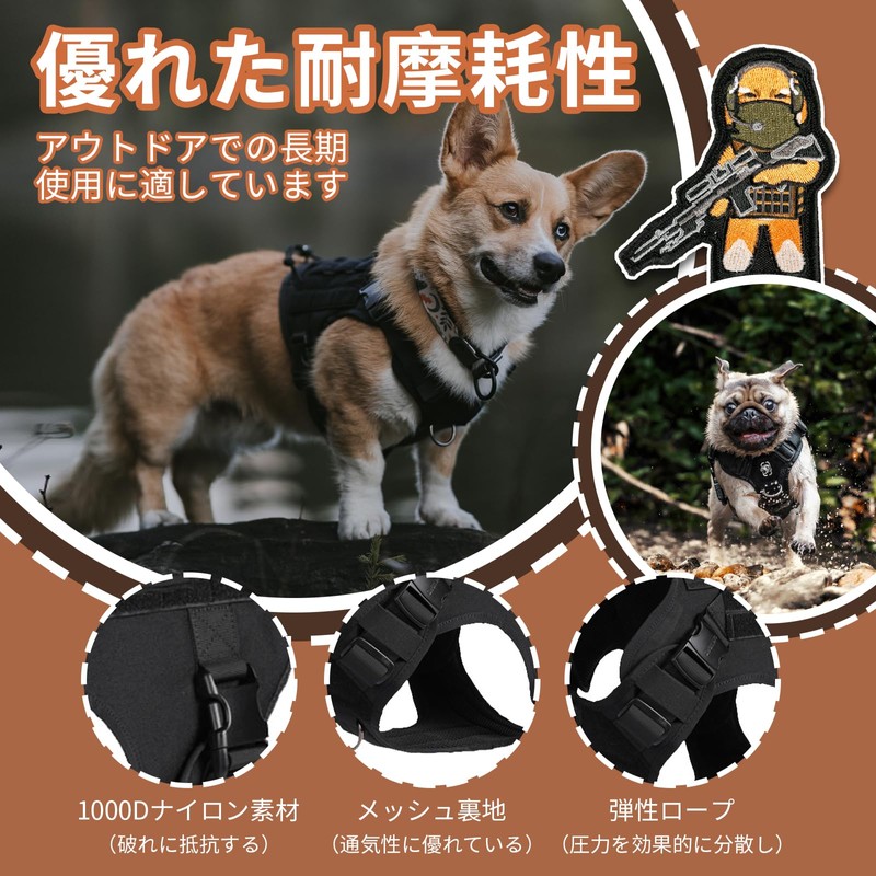 OneTigris Dog Harness Ultra Lightweight Tactical Harness Pull-Resistant Throat-Friendly with
