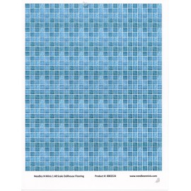 Needles N Minis 1:48, 1/4" Scale Dollhouse Miniature Flooring Paper Teal Tile - 0002324